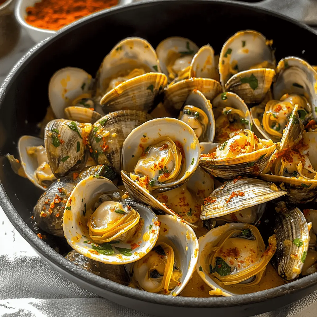 Spicy Garlic Butter Clams