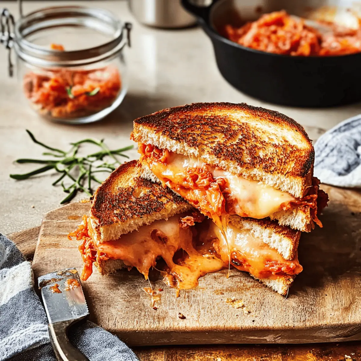 Kimchi Grilled Cheese Fusion Sandwich