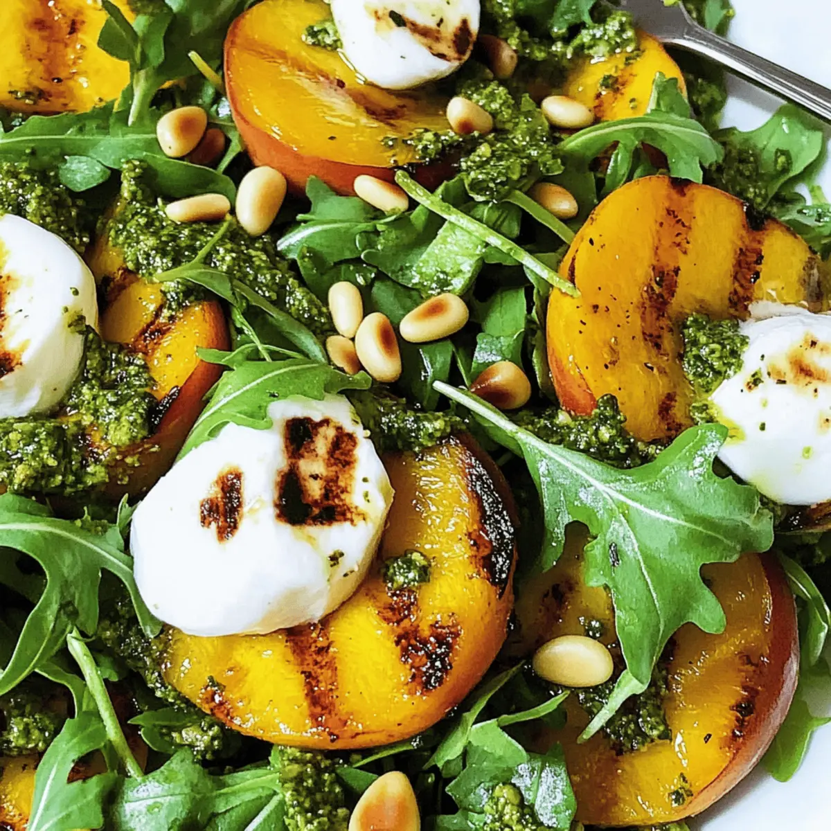 Grilled Peach Salad with Mint Pesto