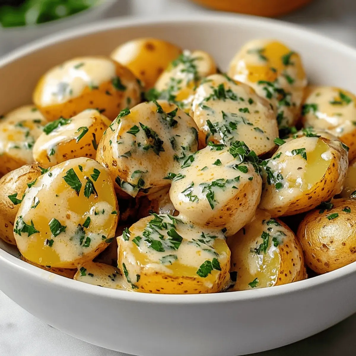Creamy Garlic Sauce Baby Potatoes
