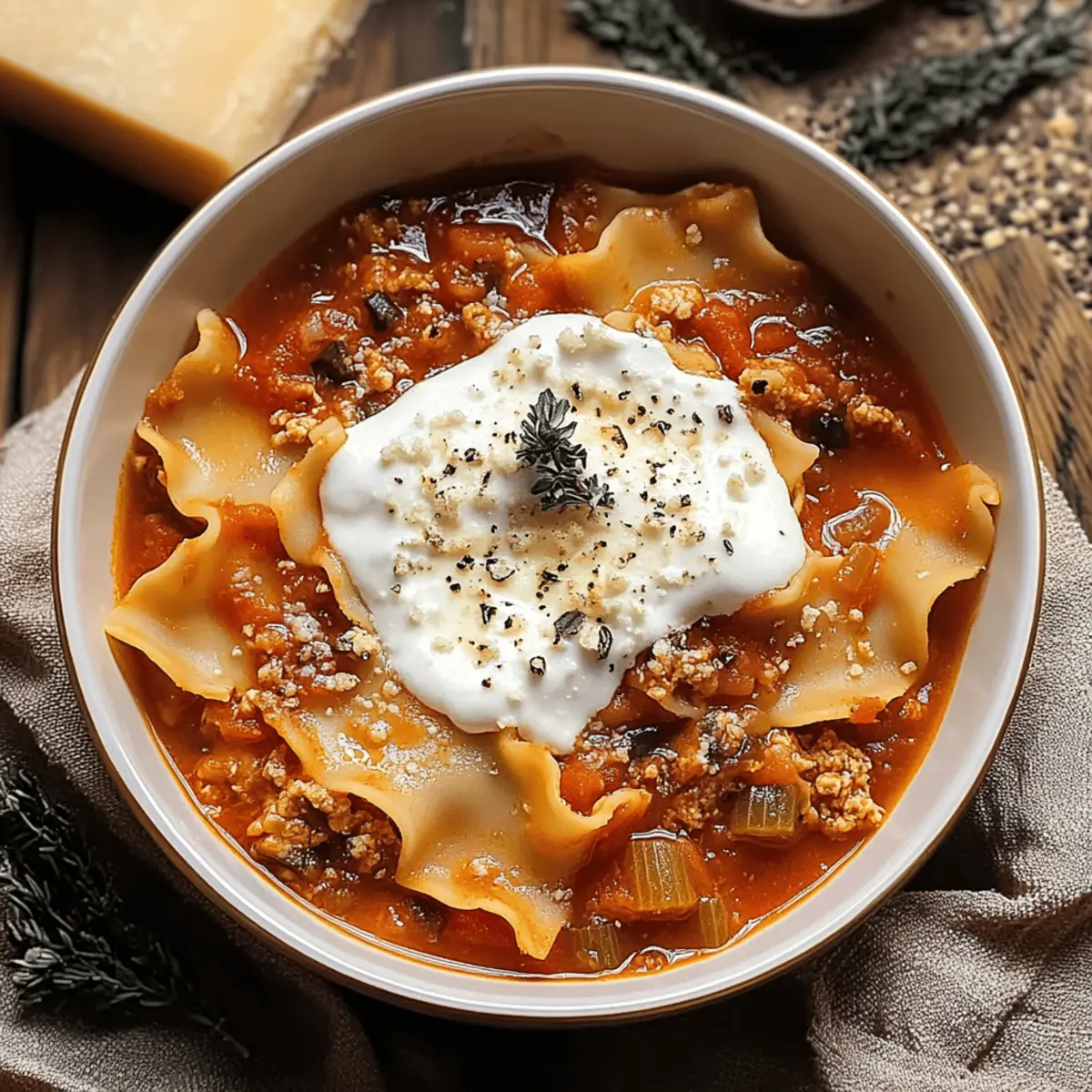 Cozy Vegetarian Lasagna Soup